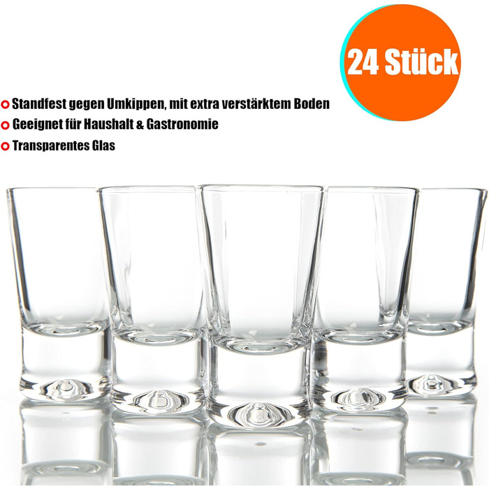 BigDean 24er Set Schnapsgläser 2cl - Robust and high-quality shot glasses made of glass - dishwasher-safe, food-grade, and stable against tipping.