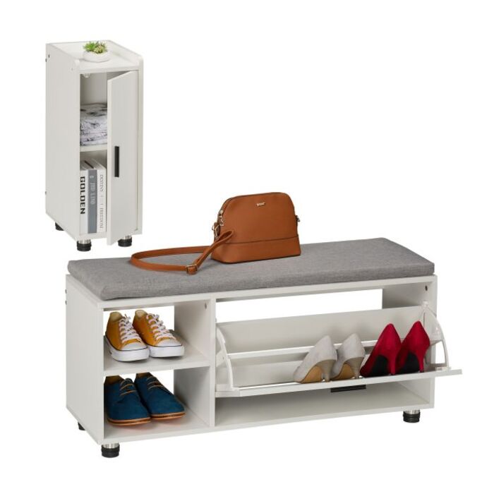 Shoe Storage Bench with Cabinet