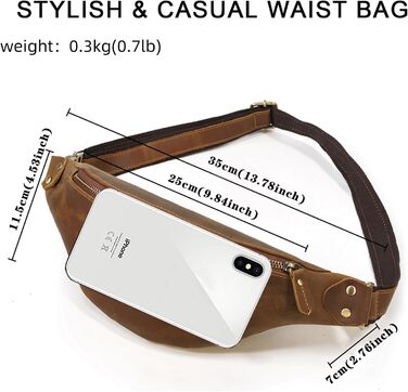 Чоловіча/жіноча поясна сумка з натуральної шкіри Vintage, чорна/світло-коричнева (1033)