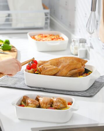 Форма для запікання MALACASA Bake (набір 3 шт.): 26 см, 31 см, 36 см - Біла кераміка для духовки