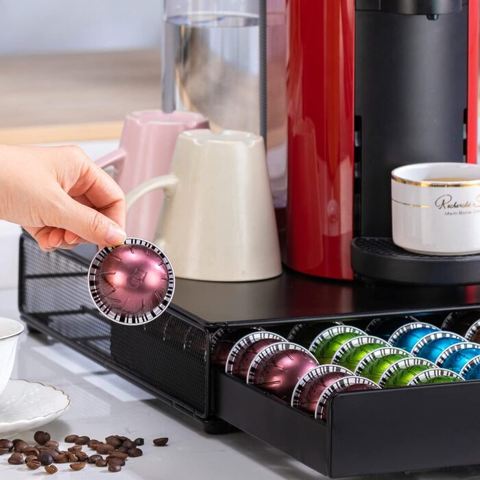 Організатор для капсул Nespresso Vertuo, чорний металевий стійка на 50 капсул (Net Side)
