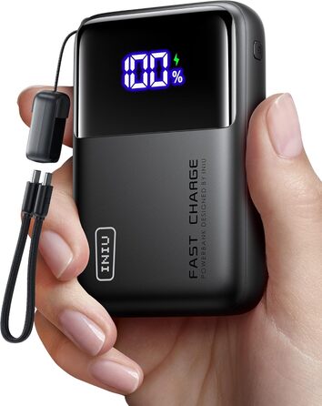 Портативний зарядний акумулятор INIU 100W 25000mAh з USB-C, для ноутбуків, телефонів, iPad, DJI, iPhone, в похід, у подорож, чорний