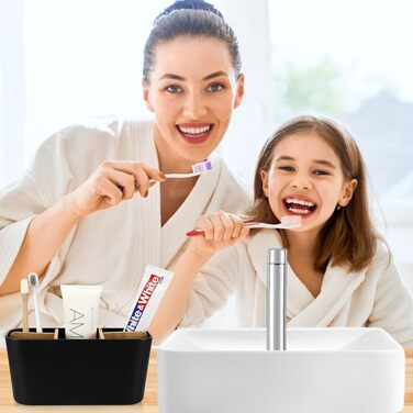 Підставка для зубних щіток з дерев'яними перегородками, електрична, для зубних щіток та 5 слотів, універсальна, для ванної кімнати