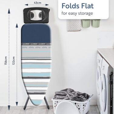 Гладильна дошка Minky Extra широка з підставкою для парогенератора, чорна HH40707103K