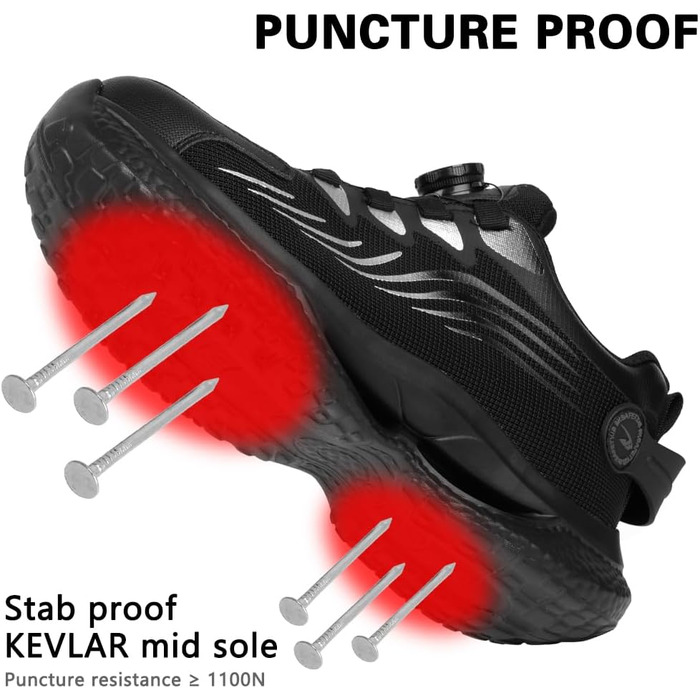 Черевики безпеки OFF-CUP для чоловіків, легкі, з поворотним закриттям, спортивні, дихаючі, з металевим носком, антиковзаючі, чорно-сірі, розмір 40-46