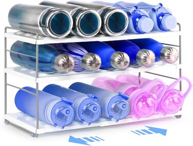 Bottle Rack Refrigerator Organizer, Expandable Bottle Holder Refrigerator Wine Rack Stackable, Adjustable Cabinet Organizer Kitchen, Bottle Organizer for Kitchen Countertop (blue)