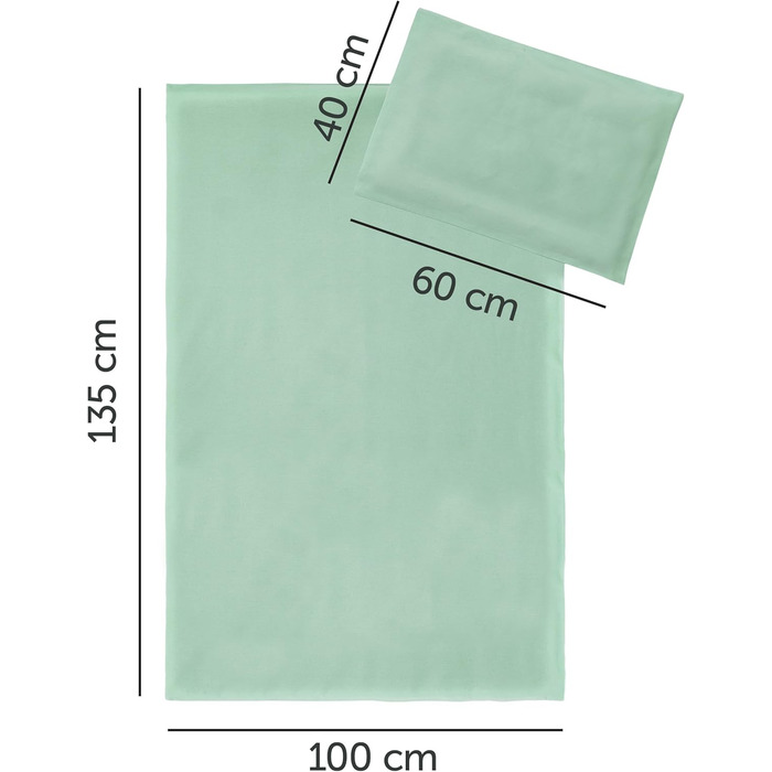 Набір постільної білизни для дитячого ліжечка MAKIAN для малюків, 100x135 см, 40x60 см | 100% бавовна, дихаюча, легка у догляді | З готельними застібками, сертифікат Oeko-Tex (Колір: Айсис-зелений)