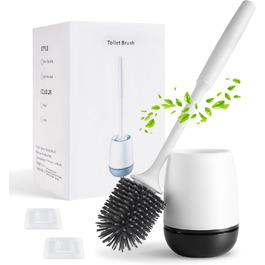 Силіконова щітка для унітазу BOENFU з швидким висиханням, без свердління, настінний кріплення та підставка для ванної кімнати, біла