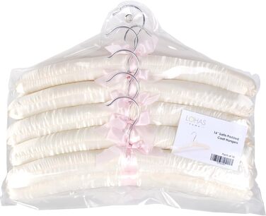 LOHAS Home 10-Pack Clothes Hangers with Anti-Rust Hooks and Satin Padding, Gorgeous, Pale Ivory Satin Padded Clothes Hangers, Cream White