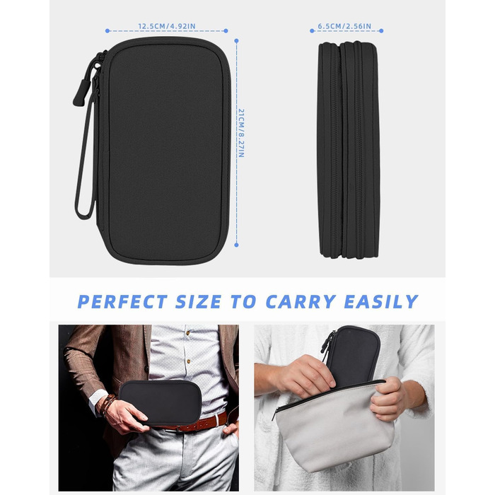 Органайзер для кабелів SOBEAU: чорний дорожній аксесуар для зарядних пристроїв, кабелів та гаджетів