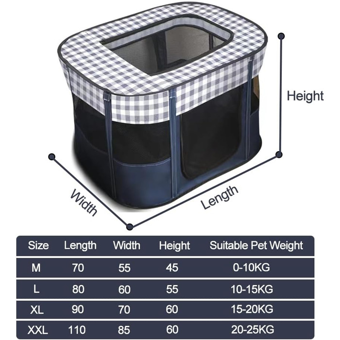 Розкладний вольєр для тварин, переносна переносна клітка для цуценят, собак, кошенят та котів, для використання в приміщенні та на вулиці, Pop-Up, розмір M, синій вольєр
