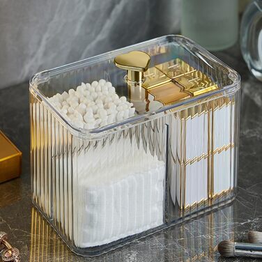 Контейнер для ватних паличок Veki з кришкою, прозорий, для ватних дисків, зубної нитки, косметики (зелений)