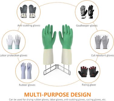 Kitchen glove holder, stainless steel glove holder, vertical kitchen glove rack, multi-purpose glove drain rack, rubber glove drying rack, boxing glove drying rack (large)