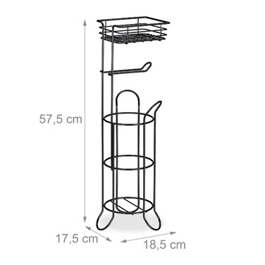 Relaxdays Black Standing Toilet Paper Holder