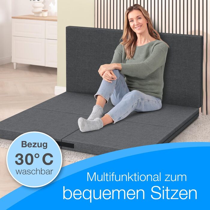 Складаний матрац ELONEO maxVitalis 140x200 см з чохлом, 8 см – гостьовий ортопедичний матрац-трансформер, складаний матрац для гостей, подорожей, знімний чохол, придатний для прання, для спини та дисків, універсальний складаний гостьовий матрац-кровать