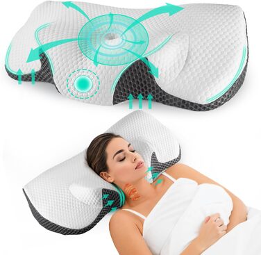 IDEA Pillow for Neck Pain, Orthopedic Memory Foam Pillow, Ergonomic Pillow for Optimal Support, Anti-Snoring Pillow for Side, Back & Stomach Sleepers