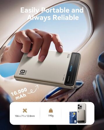 Power Bank Kuulaa Ultra Slim Magsafe 10000mAh з USB-C 20W PD, бездротова зарядка для iPhone 16/15/14/13/12