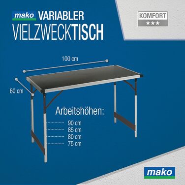 Складний алюмінієвий стіл для кемпінгу з 4 табуретами – міцний, регульований, 100x60x90 см