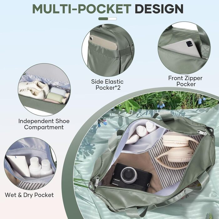 Спортивна сумка для подорожей Easyjet 45x36x20, водонепроникна, з відділенням для взуття, для фітнесу, подорожей та лікарні (L2-Зелений, A04-Армійський зелений)