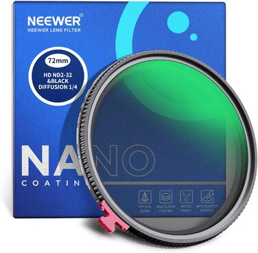NEEWER 72mm Фільтр ND2-ND32 2-в-1 з дифузором та нейтральним градієнтом, HD, водостійкий, зносостійкий, для фото- та відеозйомки