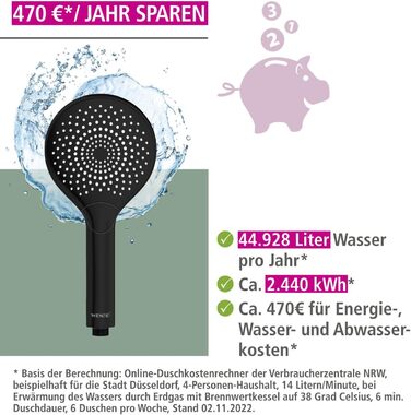 Water-Saving Showerhead Wood (Matte Black)