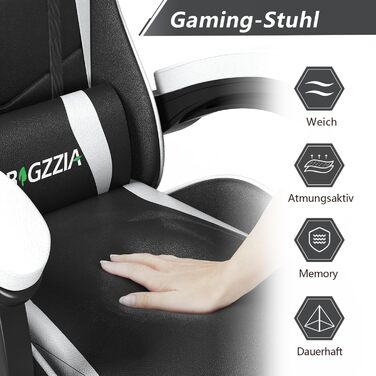 Геймерське крісло Racingreat Ergonomic: регульоване, PU-шкіра, з підголівником, для дітей, підлітків та дорослих, кремово-біле