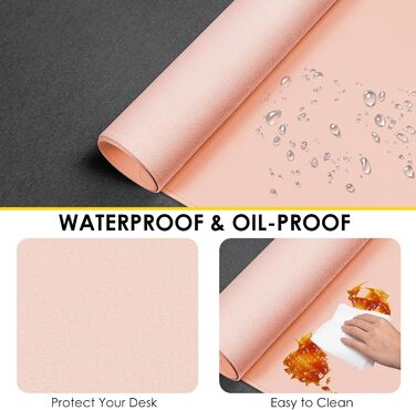 Підкладка для столу Vicwe з екошкіри PU, 80x40 см, рожева - килимок для миші, захист для офісу та дому
