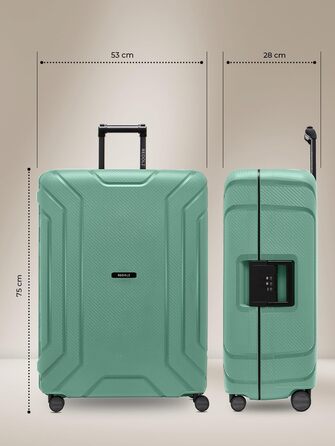 Набір валіз REDOLZ Hartschalen 3-х частинний: міцний поліпропілен, TSA-замок, 4 колеса | для жінок та чоловіків (Sea Green, L (75 cm))