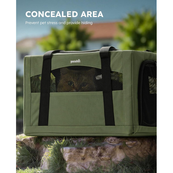 Транспортна сумка для котів Pecute: міцна, легка, складана, для подорожей, темно-зелена