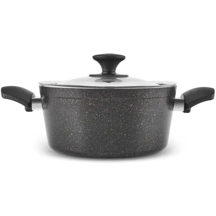 Набір кухонного посуду Karaca Biogranit Blackgold 12 предметів | Покриття з антипригарним ефектом | Стійкий до подряпин | Здоровий та екологічний | Енергоефективний | Елегантний дизайн | Легко миється (Чорний/Золотистий)