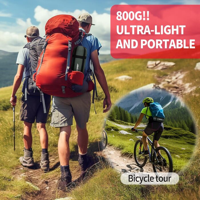 Літній спальний мішок - компактний, легкий, для кемпінгу, відпочинку на природі, дорослих, піших прогулянок, відпочинку в приміщенні, зелений