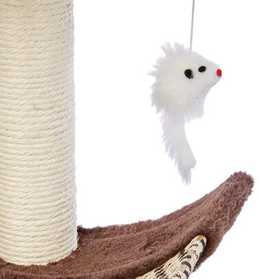 Kerbl Scratching Post Safari (Height 60 cm, with lying cushion, curved scratching board and lying basin, base plate 38 x 38 cm) 82529