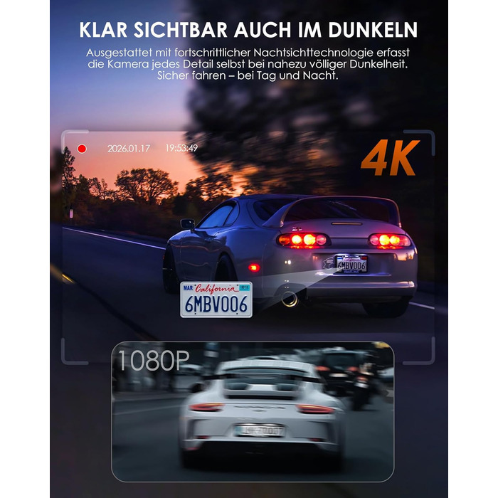 Відеореєстратор iZEEKER 3-канальний 4K з картою 32GB: передній, задній, внутрішній, WiFi 6, нічна зйомка