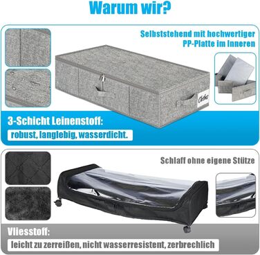 Коробки для зберігання під ліжко з кришкою, 2 шт., сірі, 76x38x17 см. Складані контейнери для одягу, ковдр та постільної білизни. Організація простору в шафі.