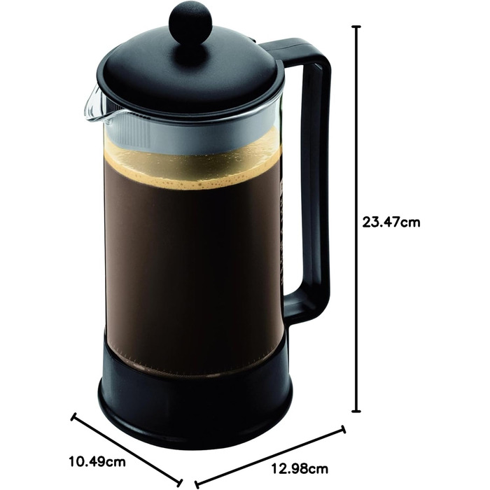 Bodum Brazil Френч-прес для кави, 8 чашок, 34 унції, чорний