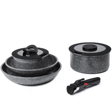 Набір посуду ROSSETTO 7 предметів: каструлі, сковороди з антипригарним покриттям, нержавіюча сталь, PFOA & PFOS-free