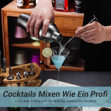 Cocktail Shaker Set, 12-Piece Stainless Steel Bar Accessory Set, 750ml Shaker Bartender Set with Stand, Ideal Cocktail Machine Bartender Set for the Home Bar (Silver)