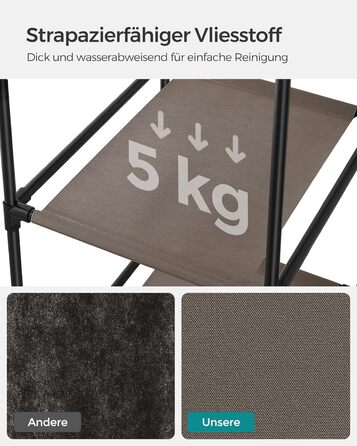 SONGMICS Wardrobe, Fabric Closet, with Clothes Rail and Shelves, Fabric Cover, for Bedroom, Dressing Room, 150 x 45 x 175 cm, LSF03H (Taupe)