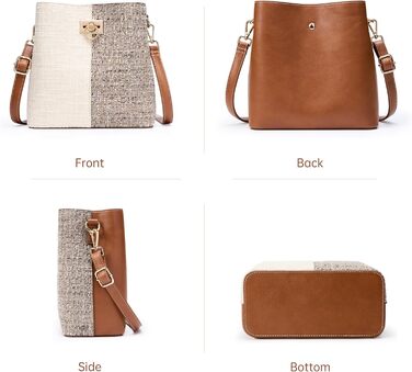 Сумка жіноча KALIDI Fancy Forest через плече з натуральної шкіри бежево-коричнева, стильна кросбоді сумка з регульованим ремінцем