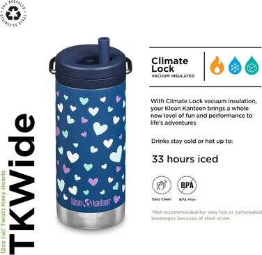 Klean Kanteen TKWide 340 g (with twist cap) – (Marine Blue Hearts)