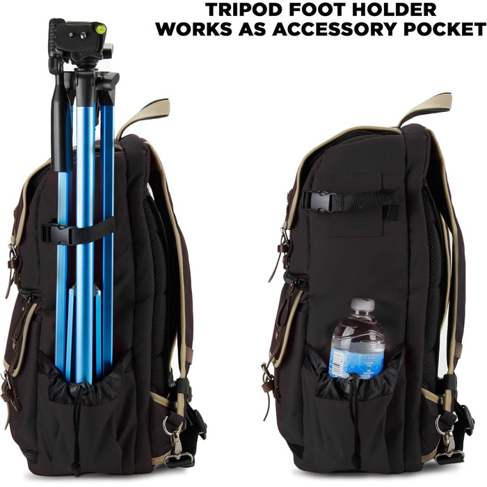 GOgroove Рюкзак для камери: DSLR рюкзак для подорожей, камера, аксесуари, ноутбук, штатив, вологостійкий, чорний