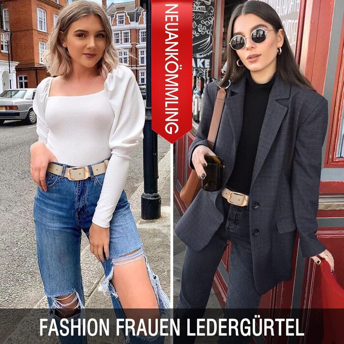 Жіночий шкіряний ремінь WHIPPY великого розміру з надійною пряжкою, для джинсів, штанів, суконь (D-бежевий (золота пряжка), M:110см (розмір талії 78-94см))