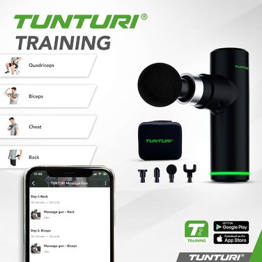 Масажер Tunturi MG30 Mini: портативний, тихий, 6 швидкостей, 4 насадки