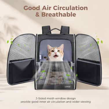 Рюкзак для собак та котів середніх та маленьких порід (2-8 кг), рюкзак-переноска з сіткою для прогулянок, подорожей, відпочинку на природі (чорний) M Чорний