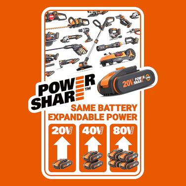 WORX Nitro 18V (20V MAX) Battery Leaf Blower, PowerShare, Brushless Motor 2.0, max. 209km/h Air Speed, 2-Speed Control, tool only, WG543E.9