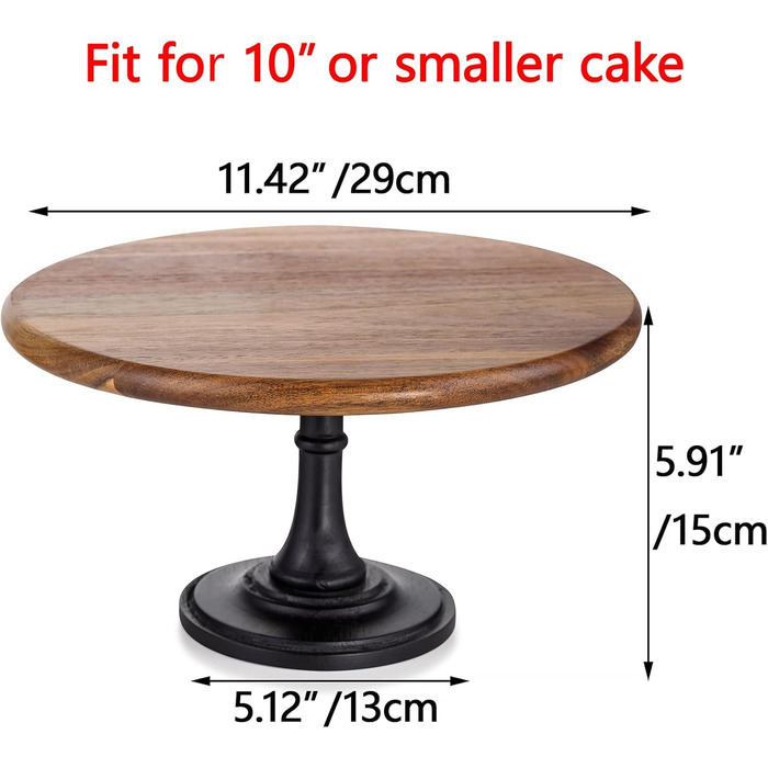 Дерев'яний підставка для тортів NUPTIO, набір 3 шт: рустикальний дизайн для весілля, дня народження, дитячого свята. Підходить для тістечок, десертів та чаю. Чорний колір, 29 см