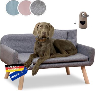 Диванчик для собак Rohrschneider Chicago | Миється, для собак маленьких та середніх порід | Макс. вага 50 кг | Зручний, сірий, розмір 103x57x50 см | З аксесуаром для збору відходів