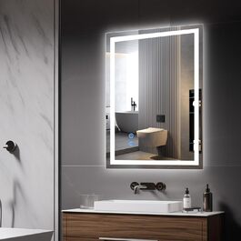 Дзеркало для ванної кімнати зі підсвічуванням 70x50 см, антизапар, сенсорне керування, 3 кольори світла, регулювання яскравості