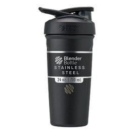 BlenderBottle Strada - Термофляга/Шейкер для протеїну з нержавіючої сталі, 710 мл, чорний. Подвійні стінки, вакуумна ізоляція, без BPA