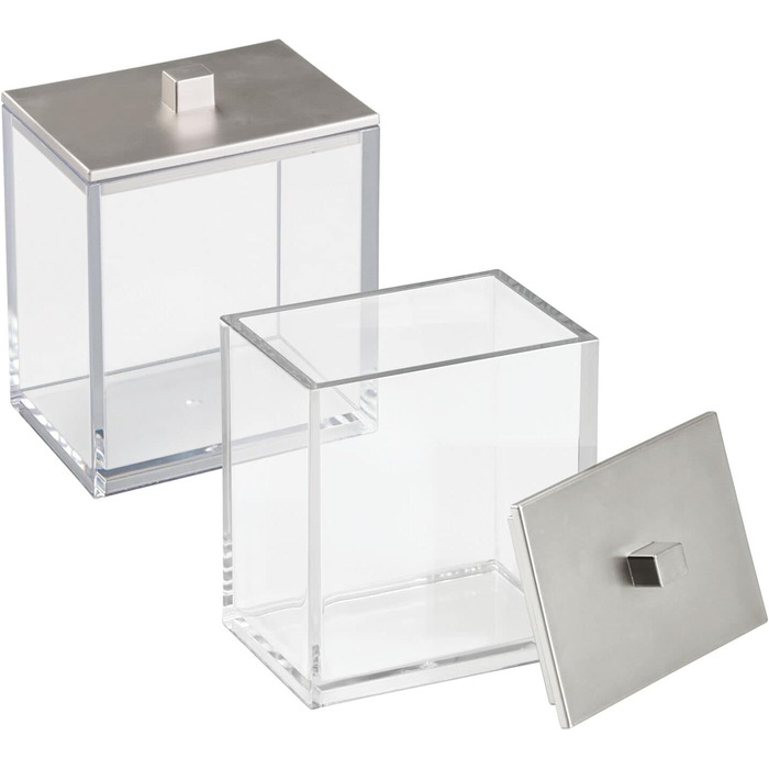 mDesign органайзер для ватних дисків та паличок – набір 2 шт. – прозорий/рожеве золото, пластик